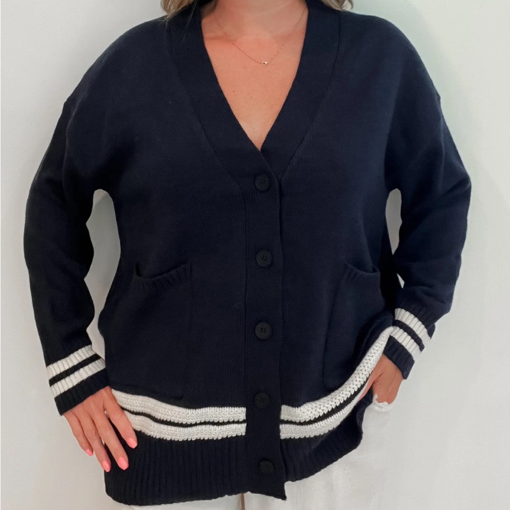Navy Blue Cardigan Sweater